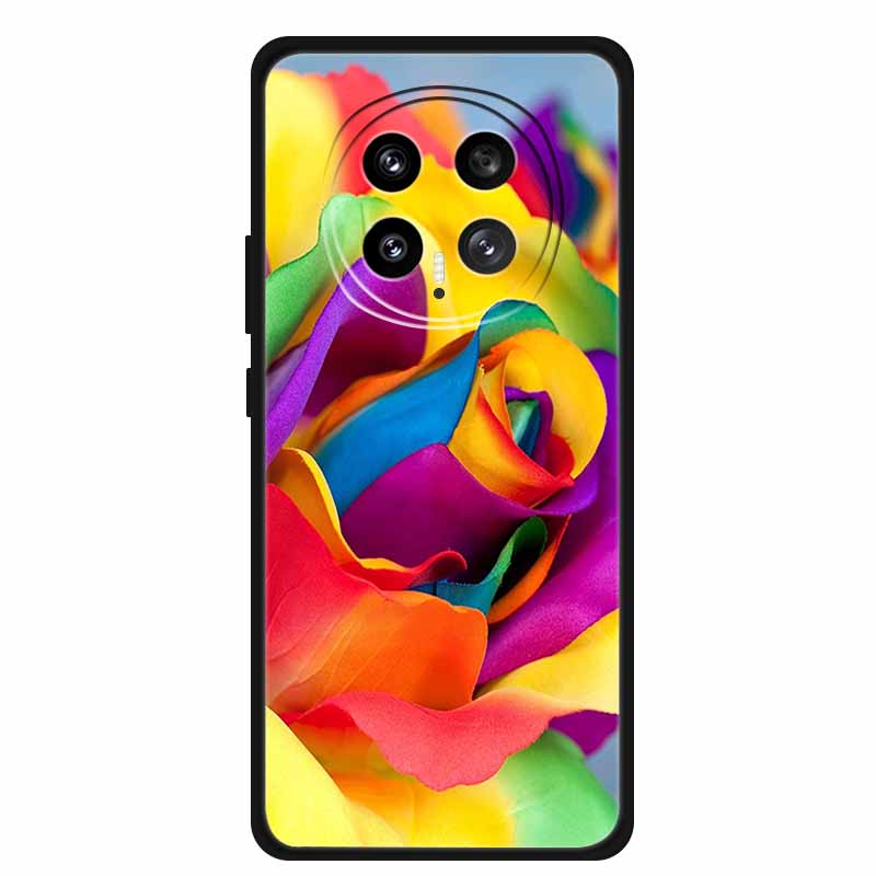 Mobile Phone Protective Case For Honor Magic8 5G Floral Painted Soft Black Silicone Back Cover For Honor Magic 8 2025 Case Funda