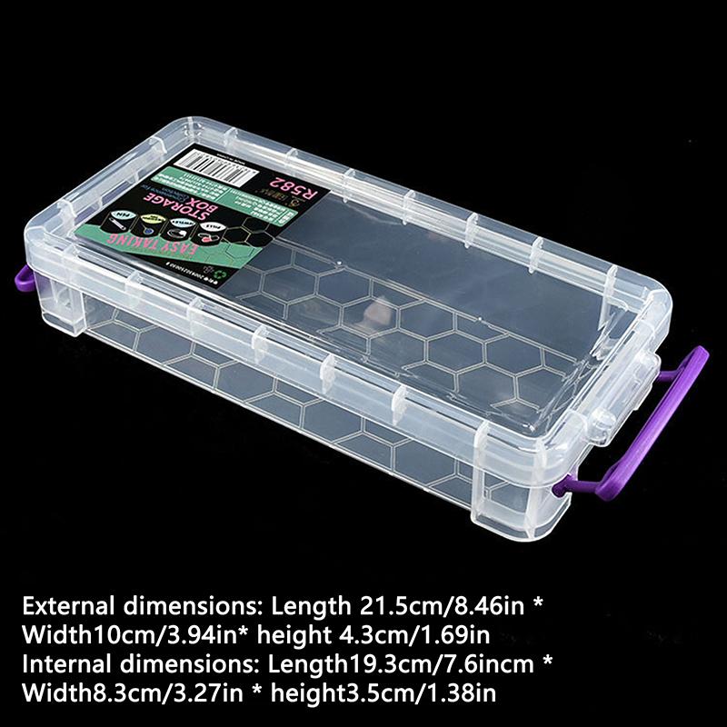 

Random 1PC Large Capacity Double Buckle Box Plastic Transparent Pencil Case Sketch Art Box For School Stationery прозрачный