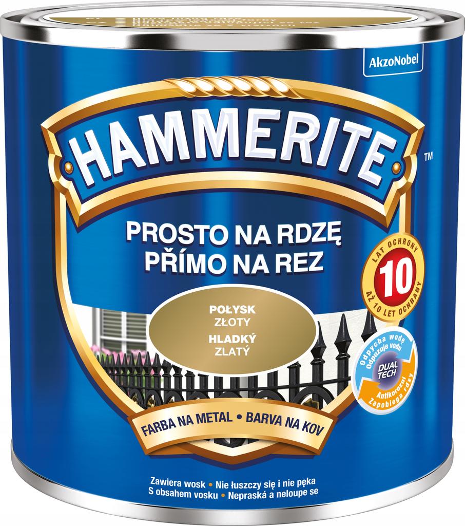 Hammerite Direkt auf Rost Metallfarbe Goldglanz 0,25L