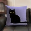 Little Black Cat Cushion Cover Summer Breathable Linen Organic Fabric Double-Sided Printing Sofa Pillow Case Home Decor