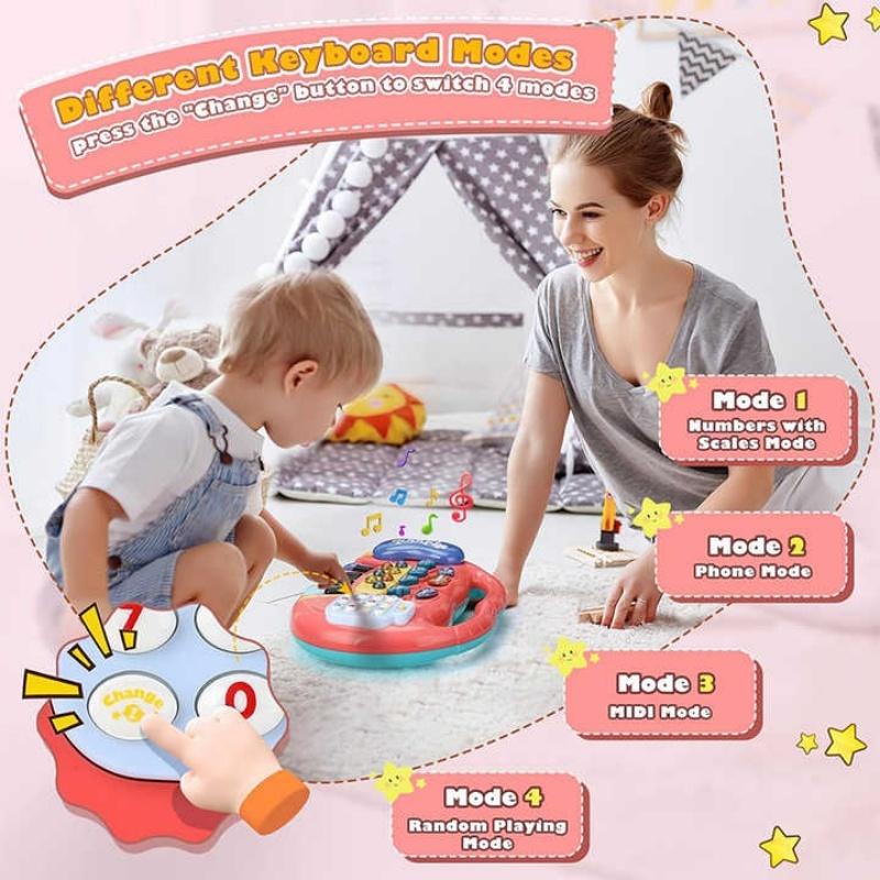 Dětská hudební hračka se zvukem zvířat Dětská klavírní klávesnice Elektrický blikající hudební nástroj Rané vzdělávací hračky pro děti