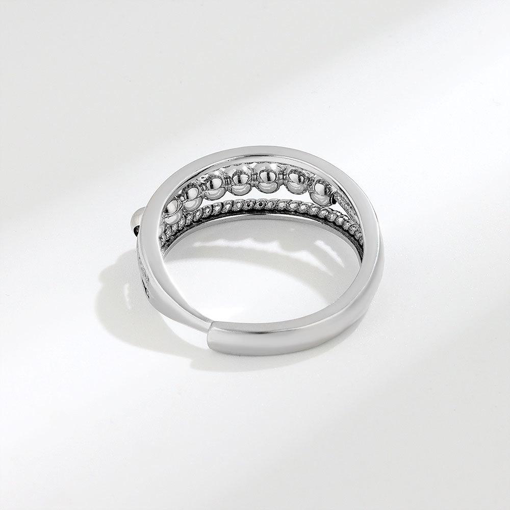 925 Sterling Silver Simple Dot Beads Ball Open Finger Rings For Women Decompress Antidepressant Spin Ring Money 925