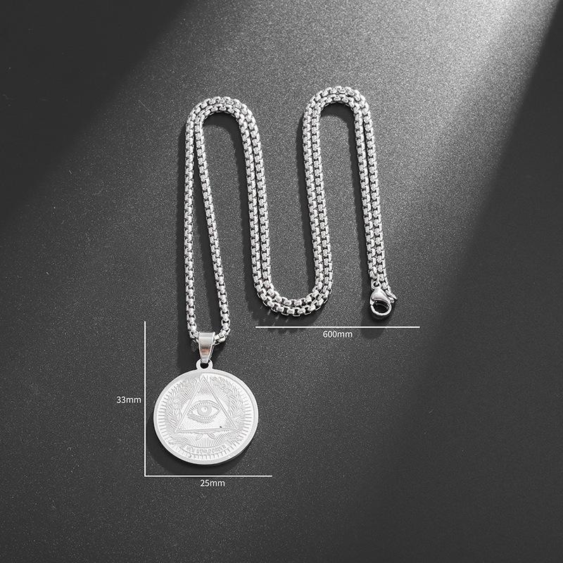 Stainless Steel Lighting Party Necklace Eyes Divine Pendant Lighting Pair Coins Medal Pendant Necklace Jewelry