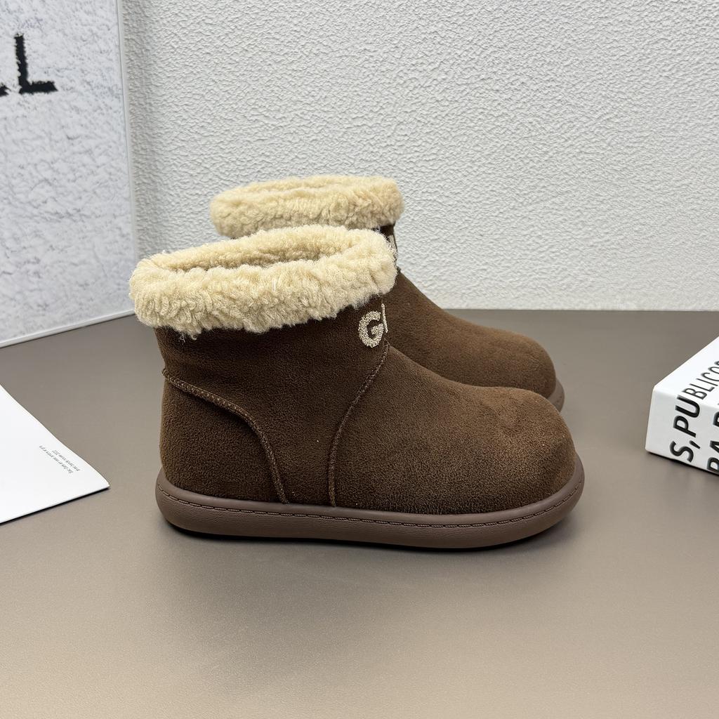 Lamb wool snow boots women's Birkenstock short boots 2025 winter new non-slip cotton boots velvet thermal cotton shoes