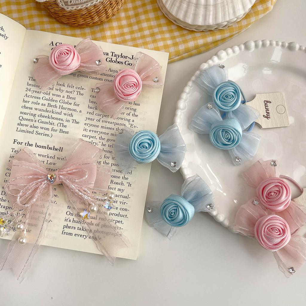Spring New Style Mesh Bow Rose Hairpin Hairpin French High-end Girl Hairpin Wild Broken Hair Side Clip