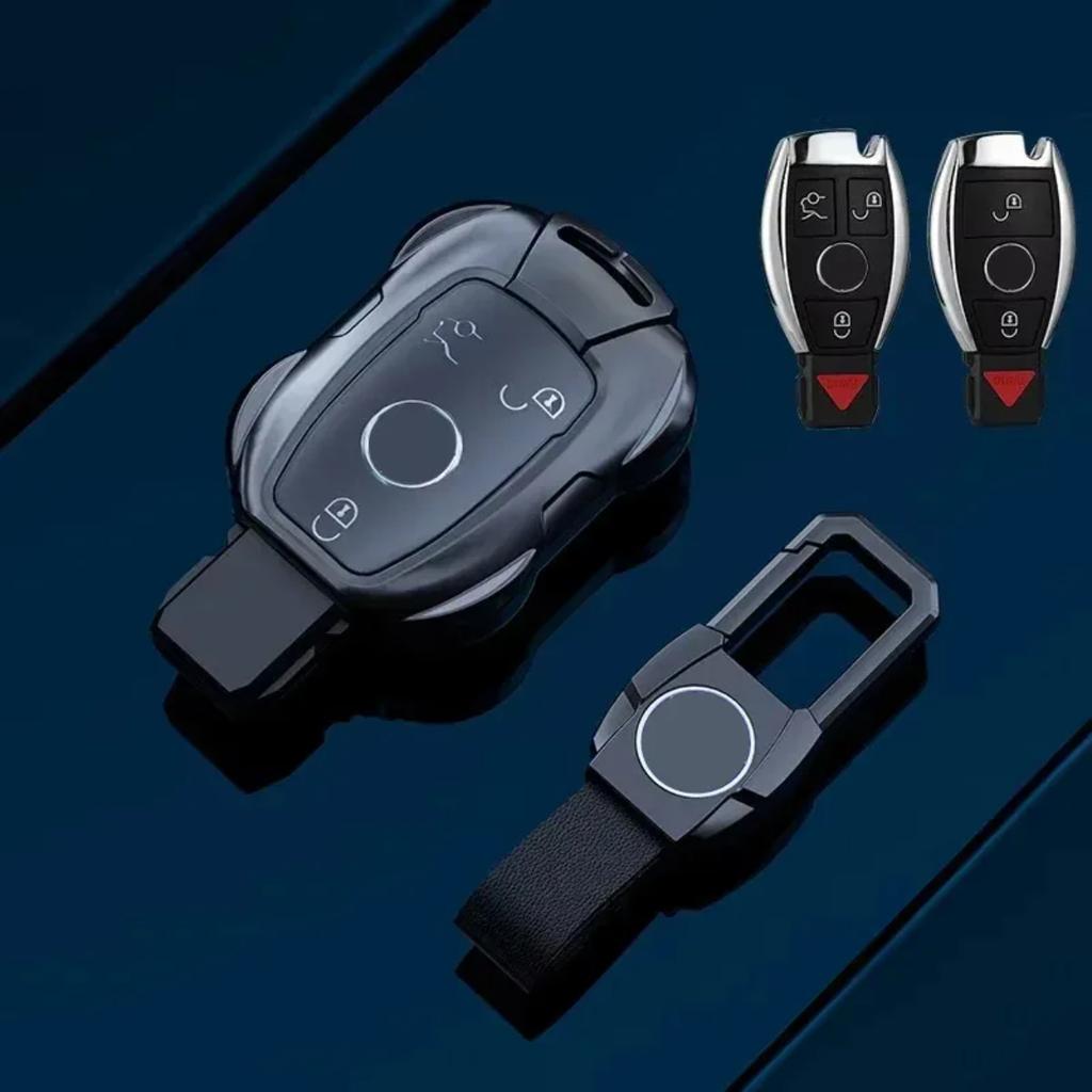 Fashion Alloy Car Key Case Cover With Chain For Mercedes Benz Ce Abs Class Gle Gla Glb Glc Gls Amg W176 W177 203 204 205