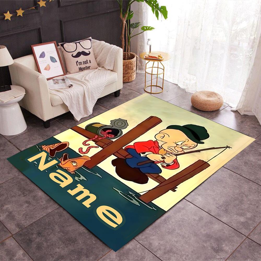 Looney Unique Rod. Personalized Text Floor Rug Office Rug Design for Entryway Dining Room Decorate room Hallway Anti-slip Rug Anime Office Decor