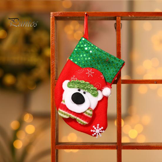 Christmas Stocking Cartoon Shape High Capacity Three Dimensional Wear Resistant Decorative Super Soft Merry Xmas Socks Gift Candy Bags