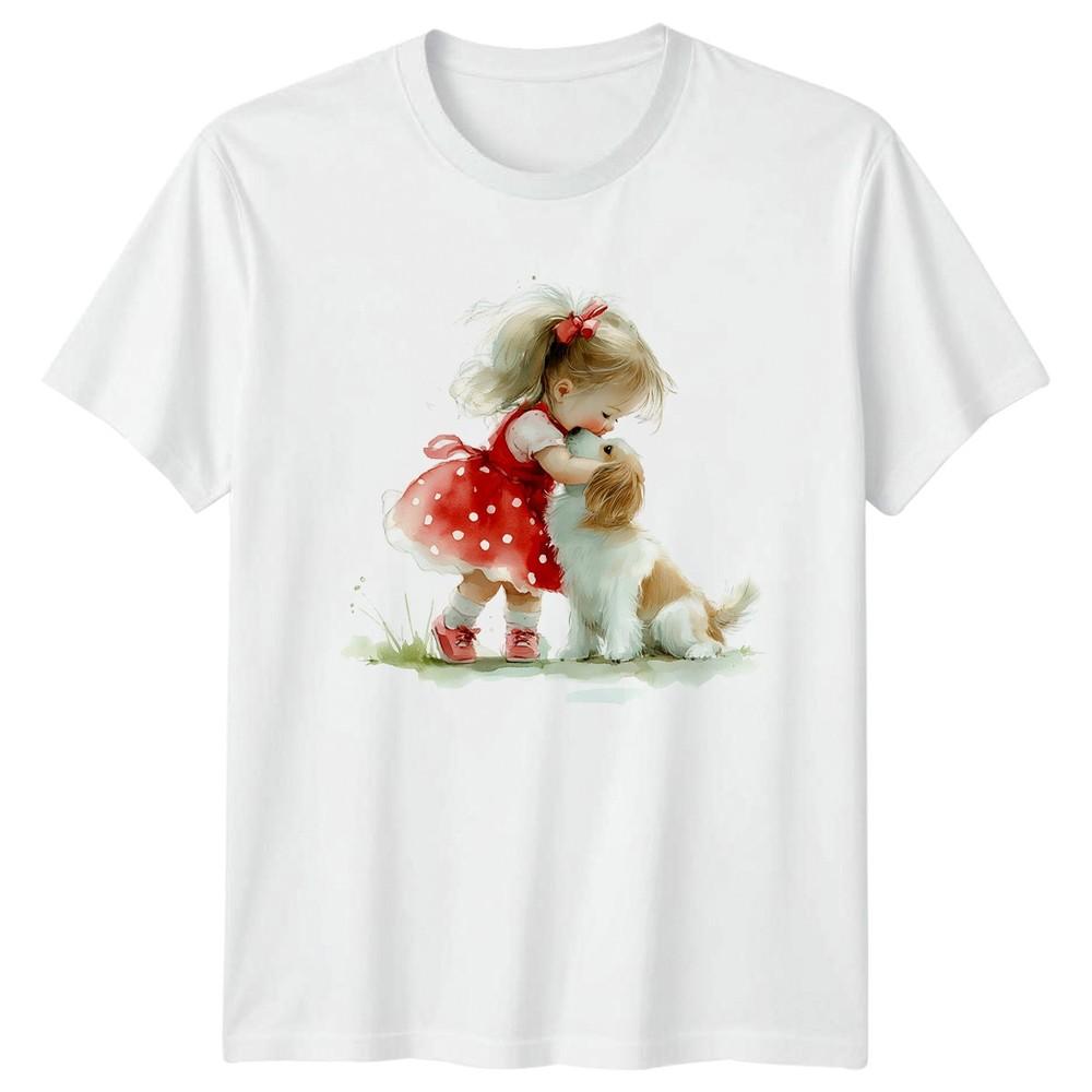 Little Girl Puppy Puppy Love Animals Unisexs TShirt Unisexs Tee Graphic Unisex Top S