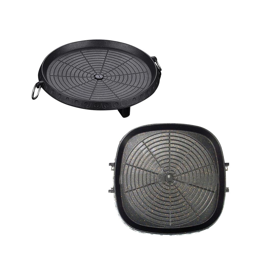 Korean Grilling Pan Portable Multiuse Durable Non-stick Barbecue Tray for Home Barbecue Restaurant Yard Outdoor Camping Travel