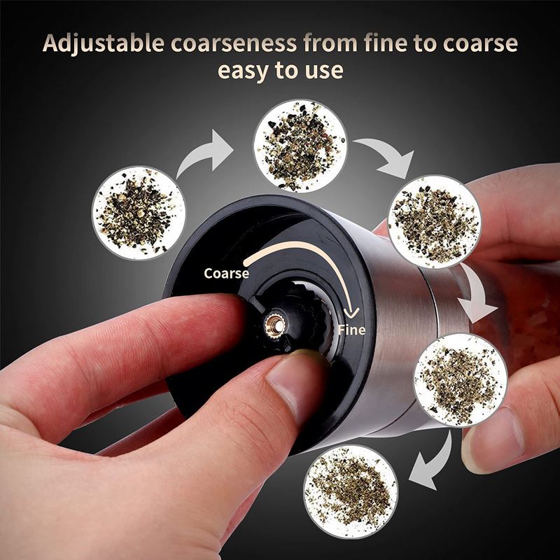 Salt Pepper Grinder Spices Pepper Mill Seasoning Bottle Grinder Stainless Steel Combo Shakers with Adjustable Coarse Mills