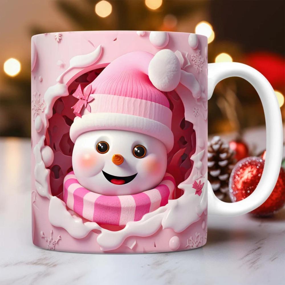 Tazza da caffè in ceramica tazza da tè pupazzo di neve cappello di Natale tazza