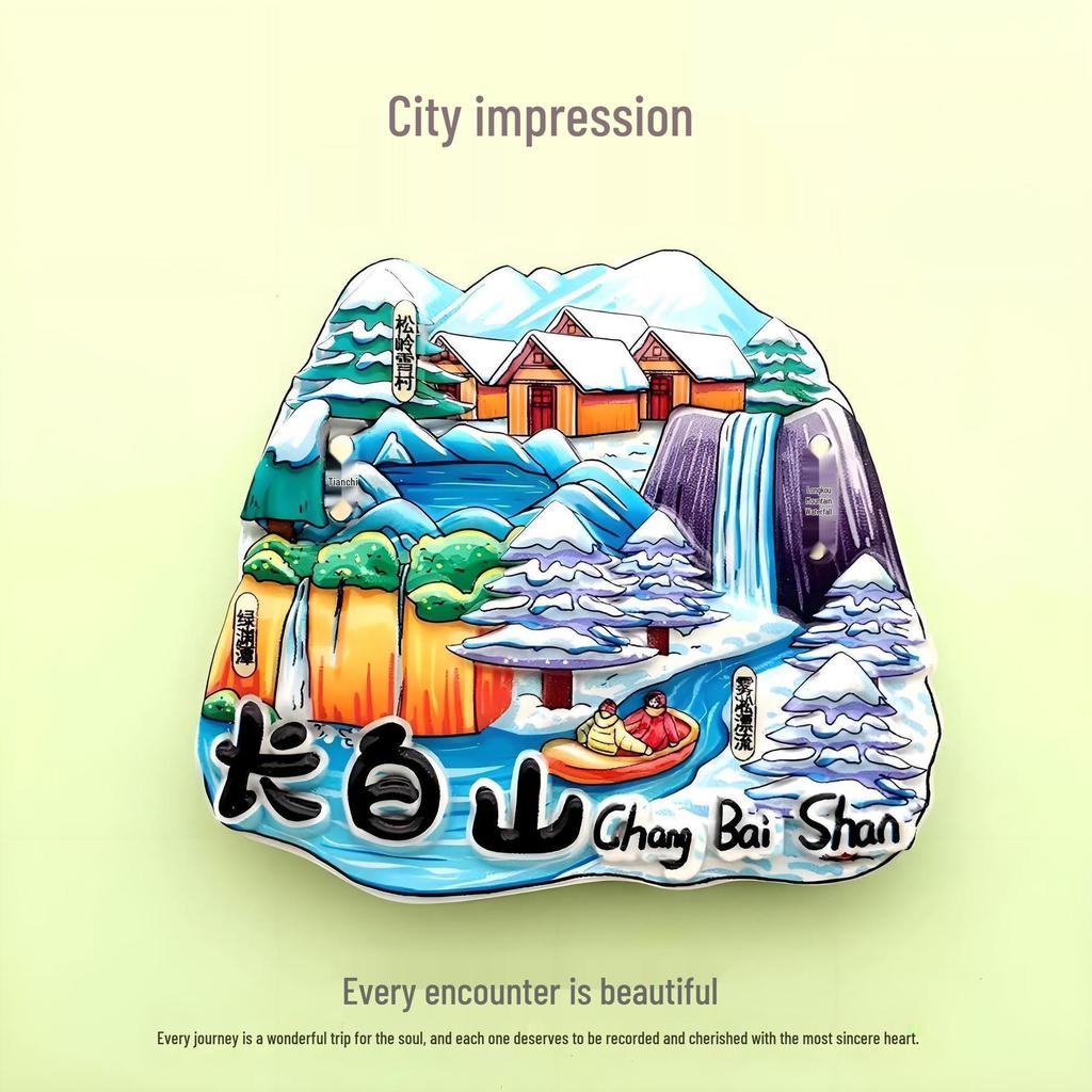 Guochao Cartoon Wahrzeichen Kreatives Souvenir Acryl Kühlschrankmagnet