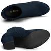 Allegra K Women's Navy Blue Round Toe Ankle Boots with Side Zipper and Chunky Heel, Size 24.5cm
