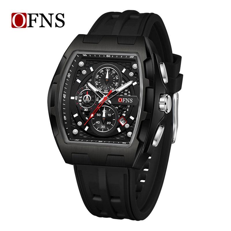 OFNS Men's Fashion Chronograph Watch: Trendy, 50M Waterproof, Luminous, Calendar, Three-Hand Design