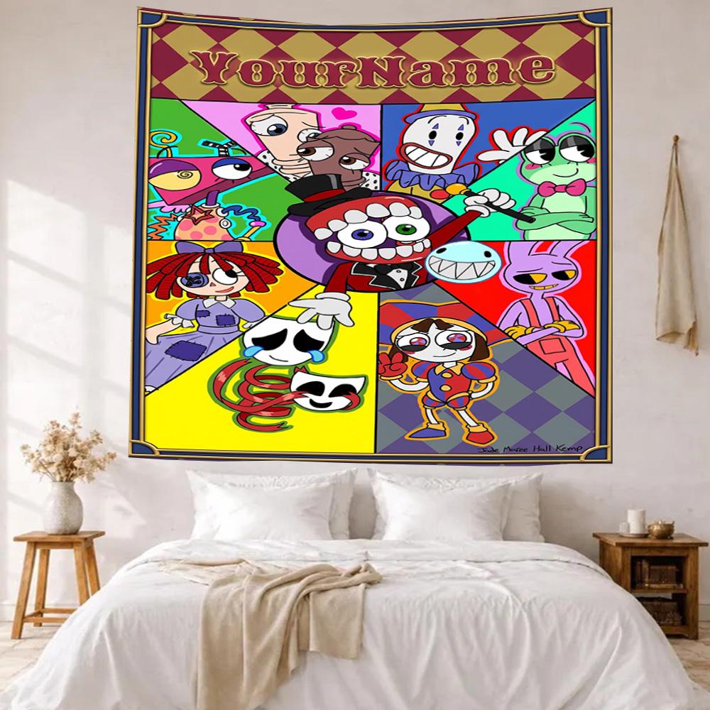 Digital Circus Custom Your Name Wall Decor Tapestry Art For Pet Memorial Birthdaywedding Party Backdrop Family Gift