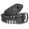 CaseEden Bullet Belt, PU Leather, Punk Rock, Metal, Western Style, Men's Size (Black Bullets)