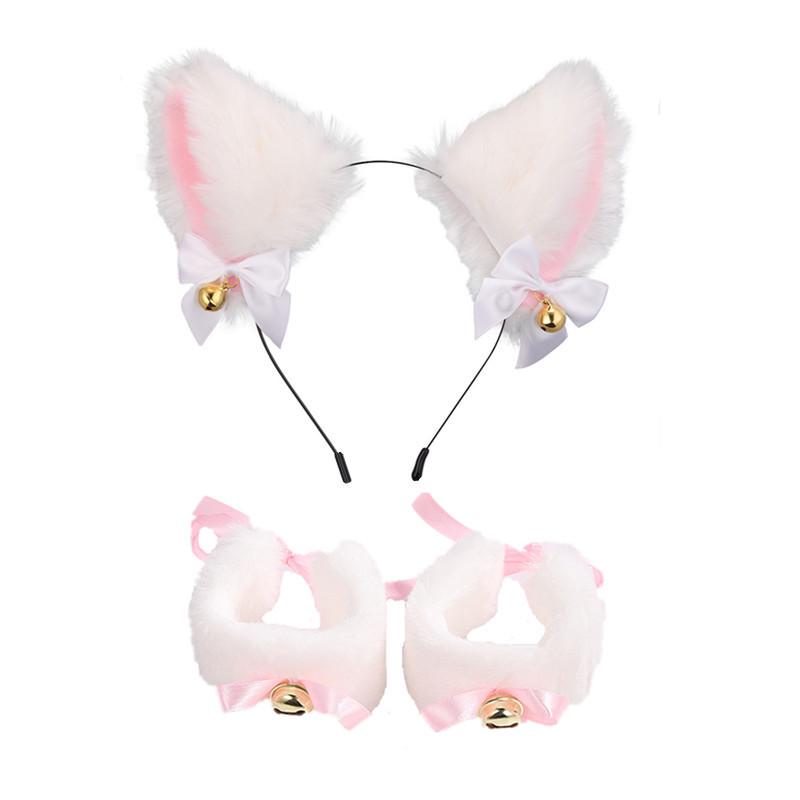Cat Ear Bell Headband & Choker Set with Tail - Halloween Party Accessories