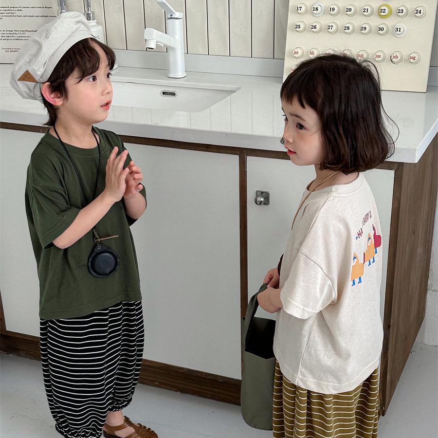 Camiseta con estampado de dibujos animados para niños de Jiaye - Colección Verano 2025, Manga Corta, Tops Unisex Lindos para Bebés