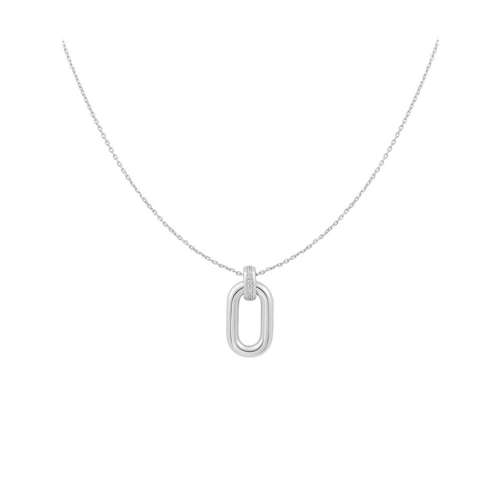 Gold Oval Hoop 925 Silver Necklace N062-01H