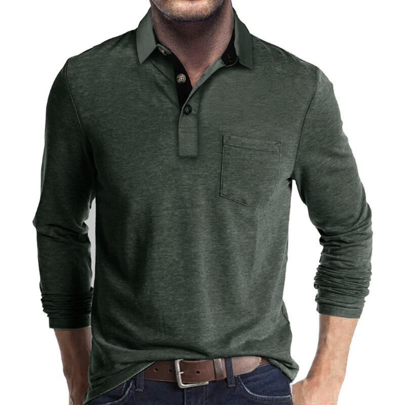 Men S Long Sleeve Polo Shirt Casual Autumn Winter Basic Top