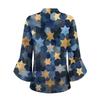 Women's Casual Fashion Floral Printed Cropped Sleeve Round Neck Top