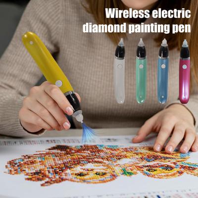 Electric Rhinestone Painting Pen Waxless Vacuum Rhinestone Art Pen with 2 Replacement