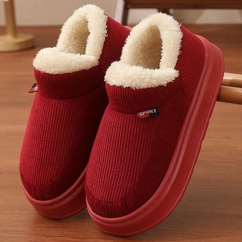 Scarpe Invernali da Interno in Velluto Foderato con Tacco in Cotone per Uomo e Donna - Camoscio, Suola Spessa, Ideali per Anziani