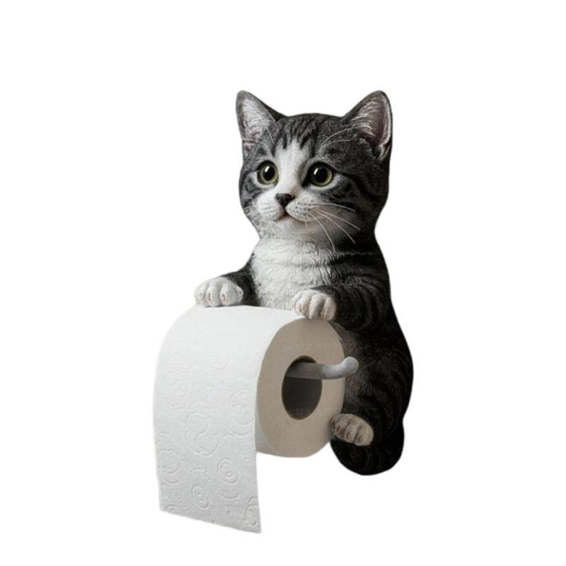 Feline Design Resin Wall Mounts Toilet Paper Holder Bathroom Storage Practical