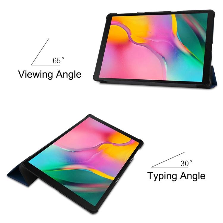 Custer Texture Horizontal Flip PU Leather Case for Galaxy Tab A 10.1 2019 , with Three-folding Holder & Sleep / Wake-up Function