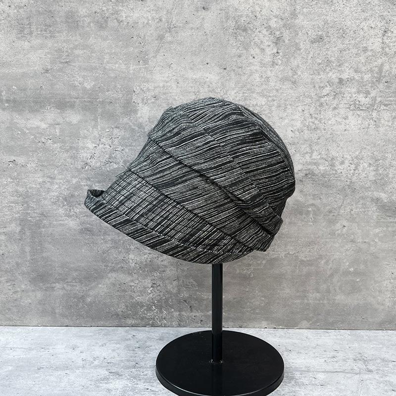 25 Lazy Plain Face Slack Feeling Crimped Bucket Hat Pleated Retro Fashionable Spring And Summer Ladies Hat Versatile