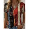 Women Summer T Shirt  Abstract Geometric Pattern Print Short Sleeve Tees Casual Printed Tops