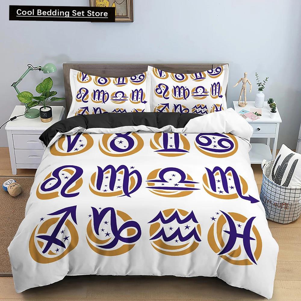 Constellation King Queen Duvet Cover Astrological Bedding Set For Kids Teens Adults Psychedelic Tarot Astrology Soft Quilt Cover