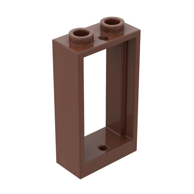 50 г MOC 60593 - Строительные блоки из мелких деталей: Оконная рама 1x2x3 с аксессуарами 60602 коричневый