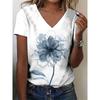 Women's T Shirt Summer Tops Print Floral Graphic Classic Casual Short Sleeve V Neck Crop Tops Daily