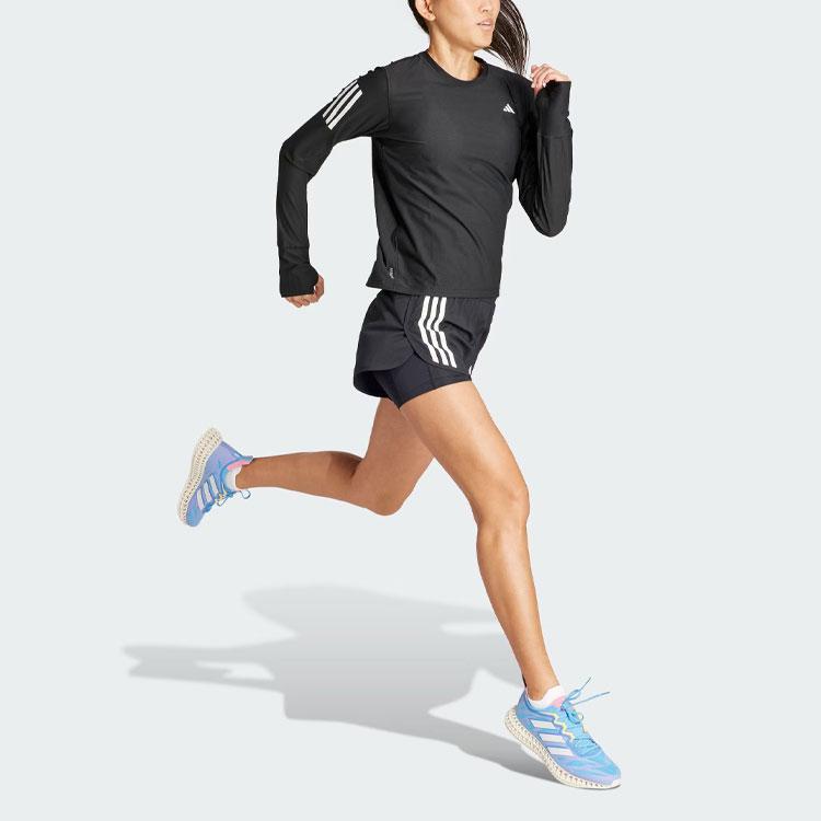 Adidas Own The Run Long Sleeve Tee With Striped Color Block Women Tops Black IN1568