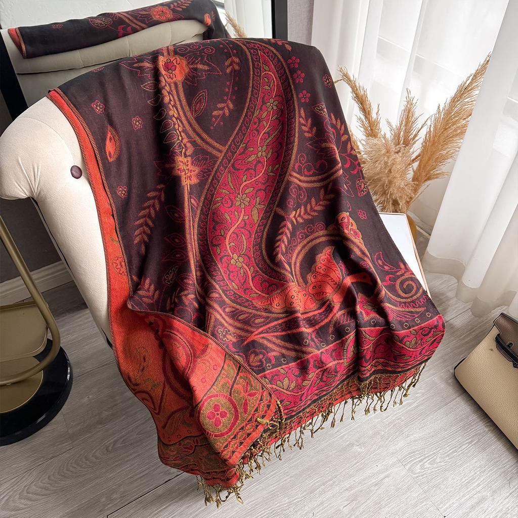 Qinghai Xizang To Yunnan Travel Scarf Imitation Cashmere Shawl Scarf Women'S Fringed Air Conditioner Versatile Scarf