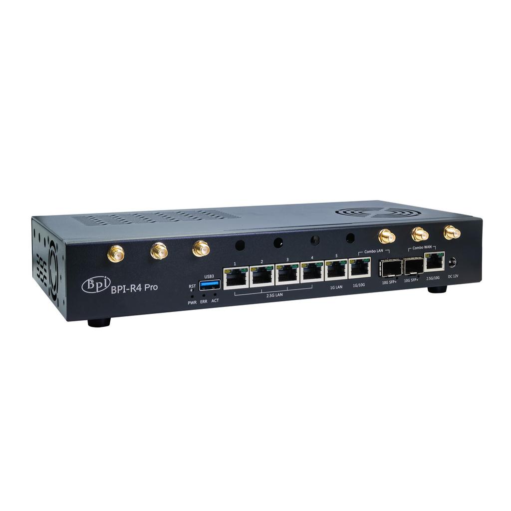Banana Pi BPI-R4 PRO MediaTek MT7988A (Filogic 880) Quad-core Arm Corex-A7 8GB DDR4 8GB eMMC Wifi7 Router Board Home Automation