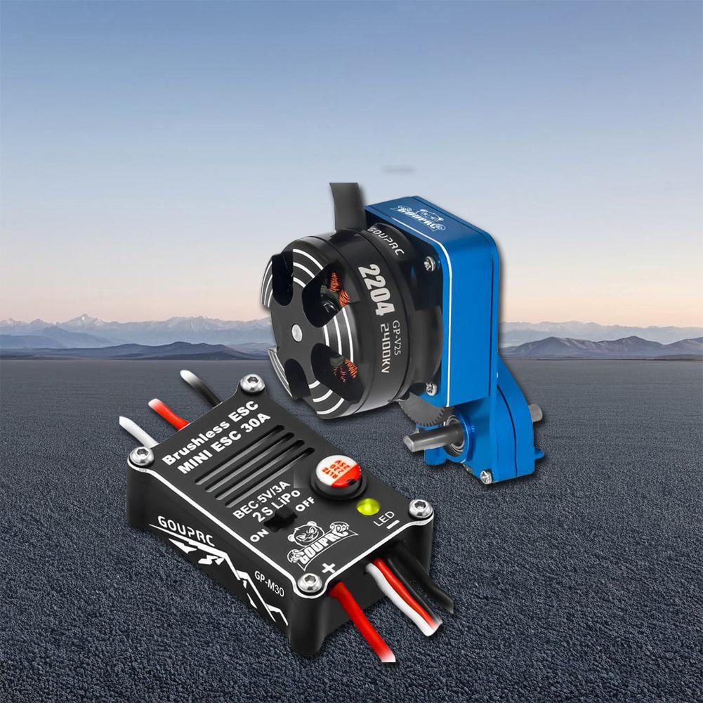 2204 2400KV Brushless Outrunner Motor with Transmission & 30A ESC for SCX24 RC Crawler Axial 1/24 RC Car Truck