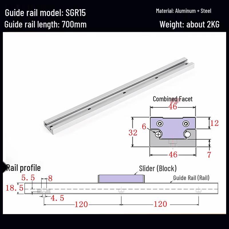 Dual-Axis Linear Guide Rail with Locking Slider