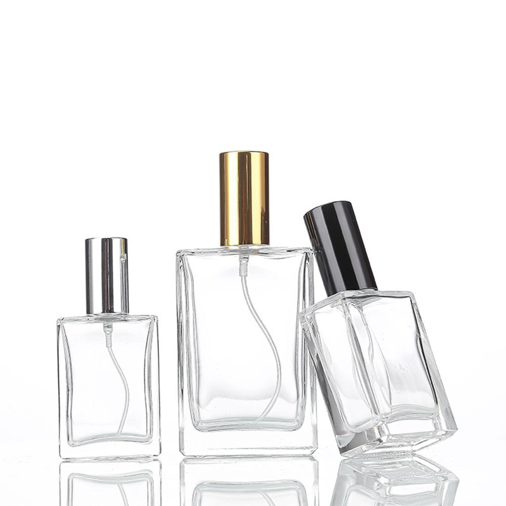 5PCS 10PCS 15ml 30ml 50ml Clear Mini Sample Refillable Perfume Spray Glass Atomizer Bottle With Black Golden Silver Lid