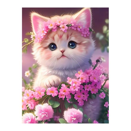 1 ensemble de peinture de strass de chat de dessin animé avec outils de perçage de toile, perceuse complète 5D, artisanat de bricolage, Kit de décoration de dessin artistique en strass pour débutants et adultes