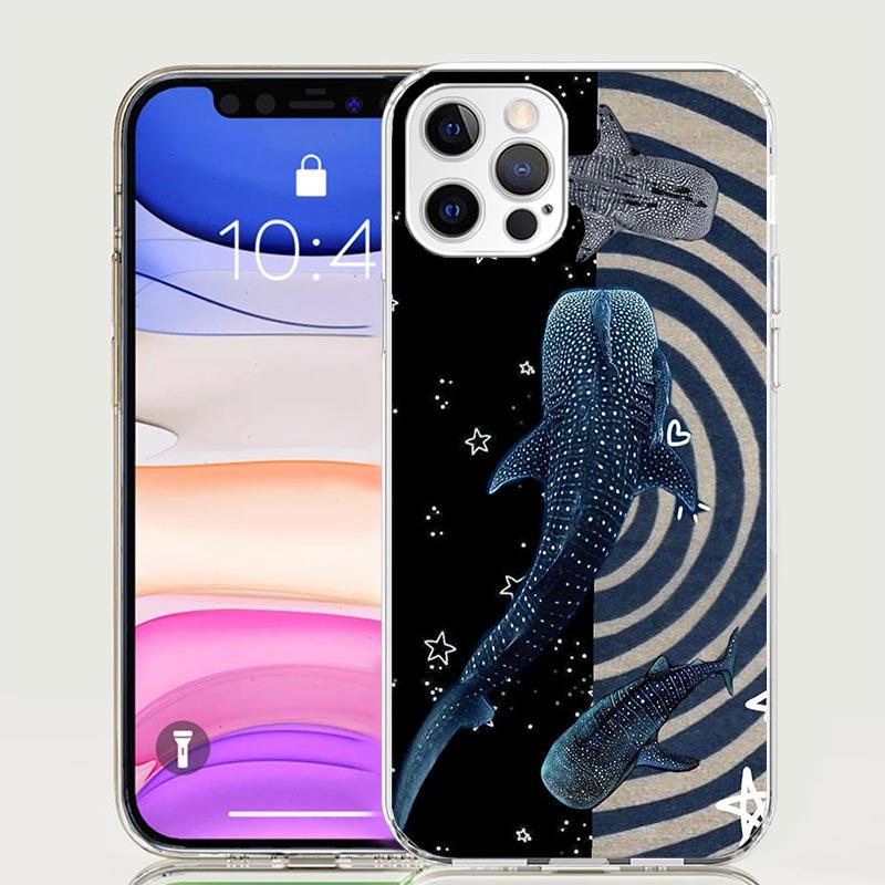 Ocean Whale Shark Phone Case For iPhone 17 Air 16 15 Plus 11 14 Pro Max 13 Mini 12 7 8 + SE Pattern Art Customized Cover 17 Air