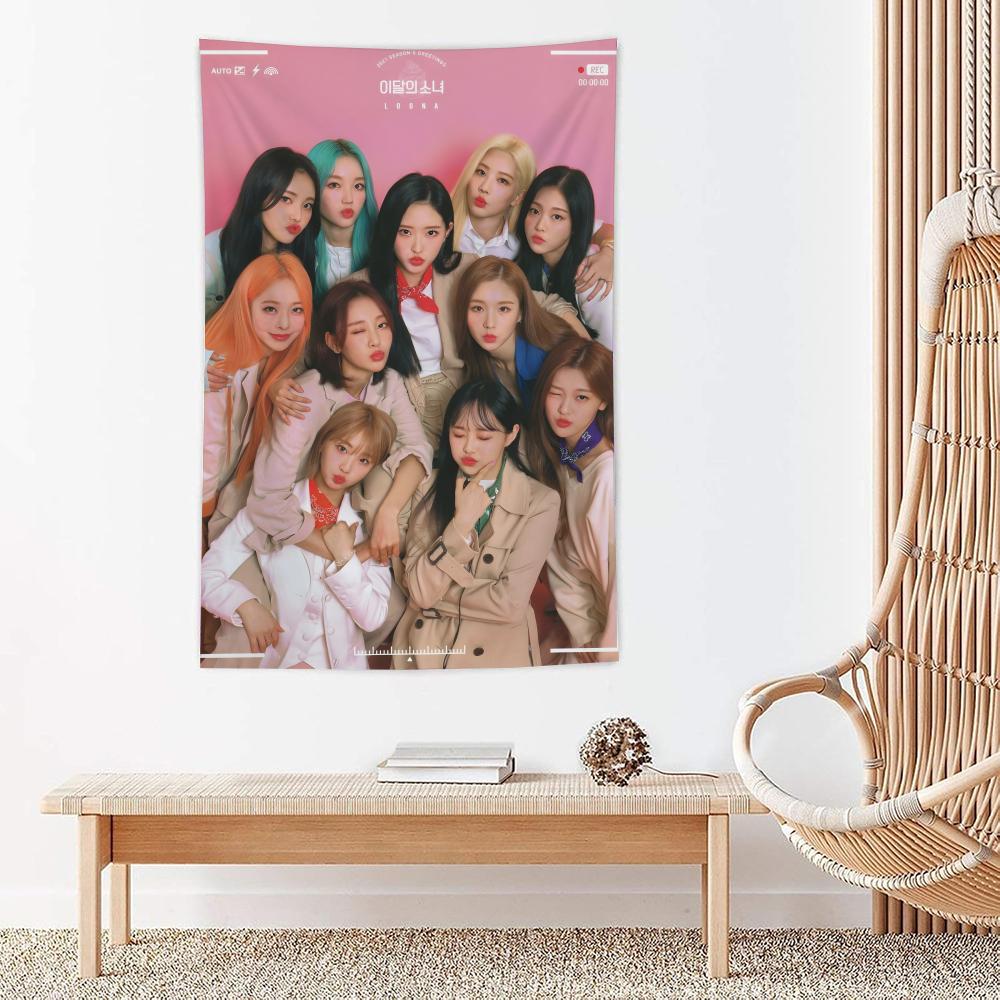Korea Kpop Band LLoona Kpop Tapestry Microfiber Wall Hanging For Bedroom Living Room Decor Outdoor Festival Bar Background