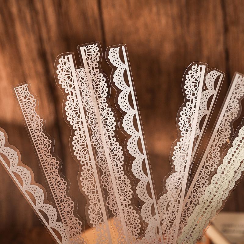 5 Packs (200 Sheets) Pastel Floral Lace-like Decoration Stickers - Self-Adhesive Vintage Scrapbooking, for DIY Crafts, Planners