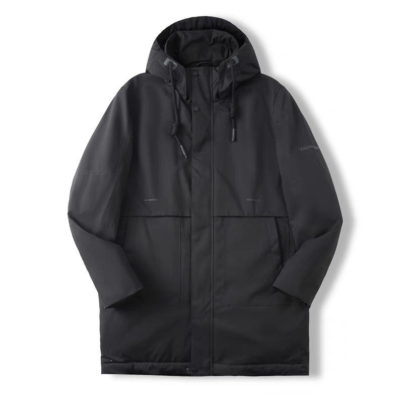 Outdoor Mid-Length Parka down Jacket for Men, Winter Hooded Warm Cotton Coat, Windbreaker, Foreign Trade Men's Cotton Clothing Jacket