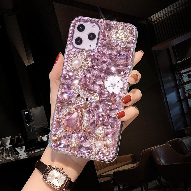 Voll diamantierter Bär für Apple 17ProMax Handyhülle 16 Strasssteine iPhone15 Luxus 14 stoßfeste Schutzhülle