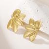 Teamer Big Flower Stud Earrings For Women Girls Stainless Steel Gold Color Earrings Cool Fashion Jewelry Gift Wholesale