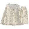 Pastoral Small Floral Pajamas Women'S Spring And Autumn Simple Long-Sleeved Doll Collar Cloud Cotton Loungewear Set