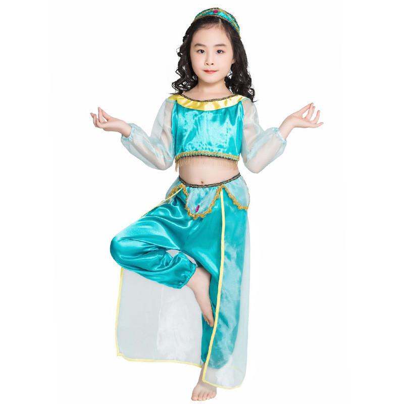 

Очаровательный синий арабский костюм для детей, идеально подходящий для Хэллоуина и сценических выступлений L